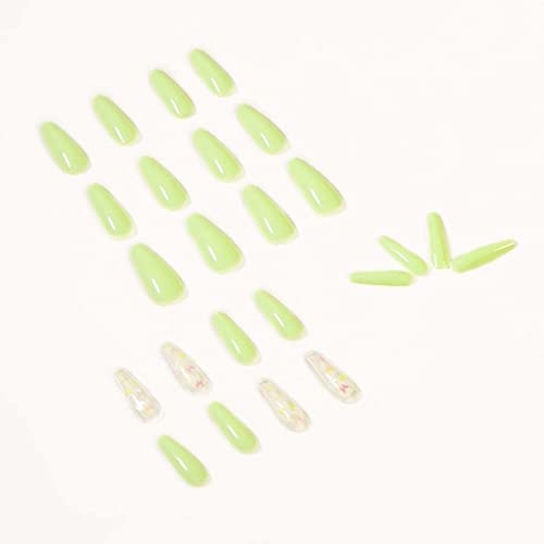 Jasni nokti za akrilne savjete kratki zeleni polarizirani svijetlozeleni leptir nošenje manikura završena Umjetna manikura za nokte