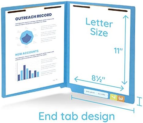 50 plavih fascikli za zatvaranje datoteka - ojačani ravni rez-izdržljivi 2 Zupci dizajnirani za organizovanje standardnih medicinskih
