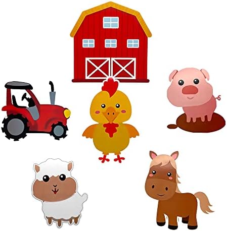 6pcs Farm tematska potrepština za zabavu Farm životinje Centerpieces Ornament Zatvoreni i vanjski stolni ukrasi za poljoprivredne