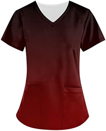 Jedinstvena bluza s pilingom Summer kratkih rukava V izrez prozračna bluza labava radna odjeća ženske pilinge