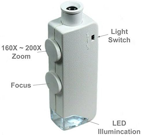 160x-200x podesivi zum mikroskop ugrađeni LED rasvjeta džepni bijeli mikroskop lupa lupa