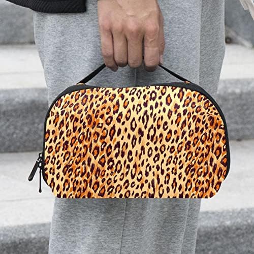 Nošenje kućišta Travel torbe USB kabl Organizator džepnog pribora za zatvarač patent zatvarač, moderni smeđi leopard Print Vintage