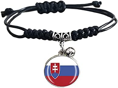 Slovačka Zastava pletena narukvica Podesiva najlonski lanac Kristalna narukvica suvenir,Moda ručno izrađena narukvica za muškarca