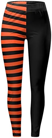 Visene struke joga hlače za žene Hallowstripes Stretch crno narančasto Halloween pruge print sportske teretane tajice tajice