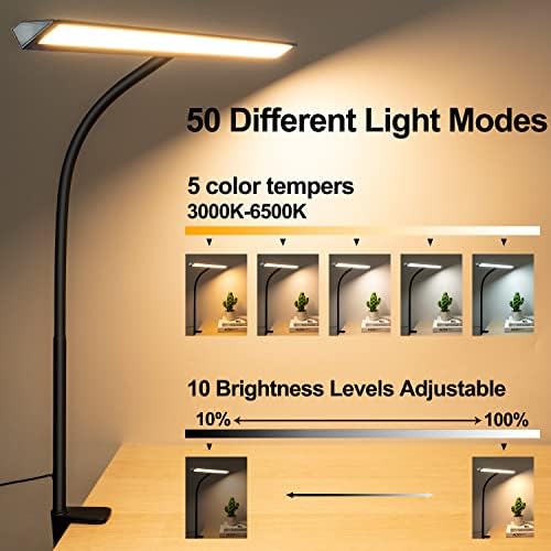 Kaisnova LED stolni svjetiljke za kućni ured 5 Modni režimi boja & 10 svjetlosni nivoi za monitor računara 360 ° Fleksibilni Gooseoneck