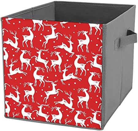 Božićne jelene smapljive tkanine za skladištenje kutija 11 inčni sklopivi kante za pohranu s ručkama