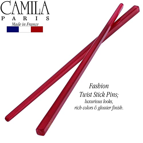 Camila Paris CP3178 Francuska igla za kosu sa Uvijačem, Set od 2 crvene boje, igle za kosu sa štapićima za djevojčice za Spiral Updo