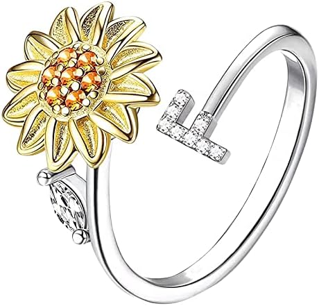 2023 Novi suncokretov 26 pismo rotirajući prsten za žene modni nakit popularna dodatna oprema za ženu Y2koloring