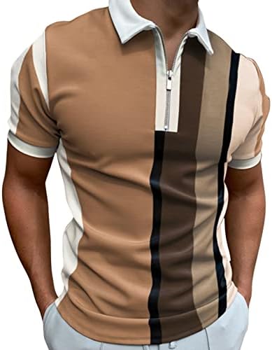 HDDK MENS casual polo majice, ljetni kratki rukav redovno-fit navratnik za zatvarač The The Forts Striped Patchwork Work Golf majica