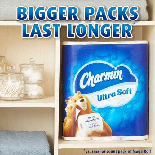 Charmin Ultra Meki Jastuk Toaletni Papir Na Dodir, 24 Porodične Mega Rolne = 123 Obične Rolne
