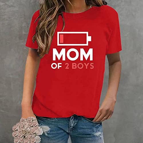 Mama 2 dječaka Print grafički majica za žene kratki rukav pismo štampani vrhovi majka pokloni Tees majice bluza