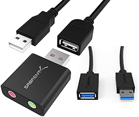 USB eksterni Stereo zvučni Adapter za Windows i Mac. Plug and Play nisu potrebni drajveri+USB 3.0 Produžni kabl muški na ženski [crni]