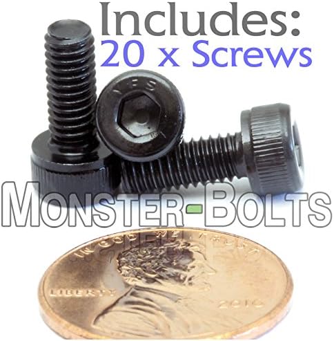 MonsterBolts-M4 x 6mm zavrtnji sa glavom, DIN 912, legirani čelik, crni oksid, 100 Pakovanje