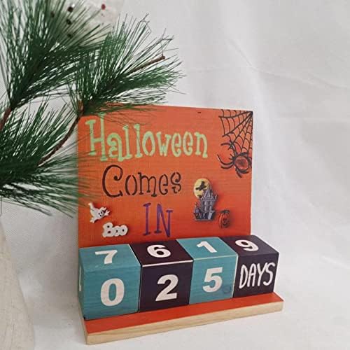 Blokovi kalendara odbrojavanja za Noć vještica, šareni drveni blokovi kalendara Adventa za Noć vještica, jesenji festivalski ukras