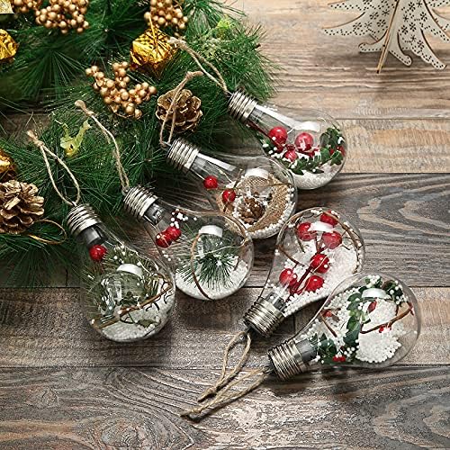 Ornament za božićne kuglice - 10-pakovanje Xmas ukrasi prozirno punjenje, retro žarulje LED lampica LED svjetla ukrasi stablo snježne