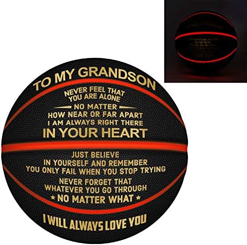 Kwood ugravirano svjetlo košarka - uvijek ću te voljeti - personalizirana LED košarkadna / vanjska lopta za igru ​​za sina unuka