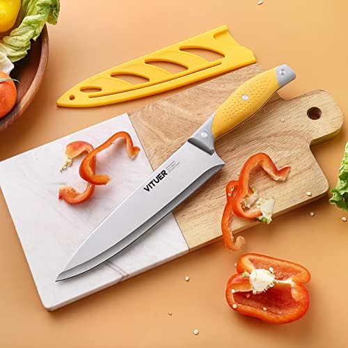 VITUER kuharski nož, Set noža od 12 komada, višebojni kuhinjski nož, 8 inčni kuharski nož, Pomoćni nož od 4,5 inča, nož za čišćenje