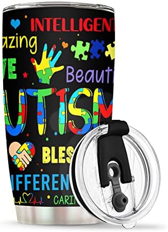 RiayFizV autizam svjesnost Tumbler Autizam Autizam Autizam Pokloni Personalizirani tumbler za kavu 20oz sa poklopcem za sin kćer djece