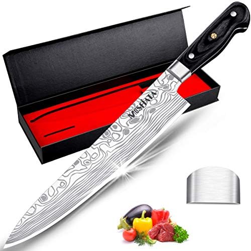 MOSFIATA CHEF nož 10-inčni super oštri profesionalni kuhinjski nož sa štitnikom za prste u poklon kutiji, njemački visoki ugljični