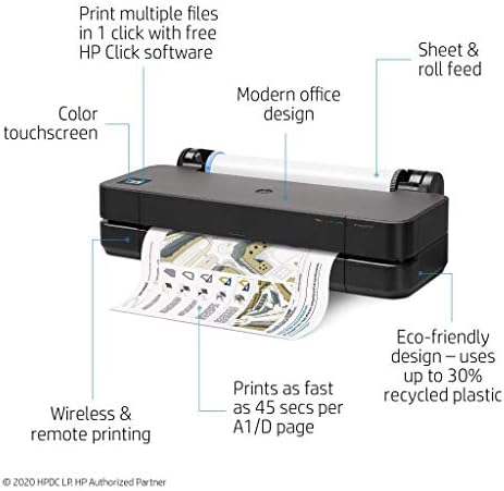 HP DesignJet T210 kompaktni bežični Kater štampač velikog formata-24, sa standardnim originalnim kertridžima sa mastilom-Bundle