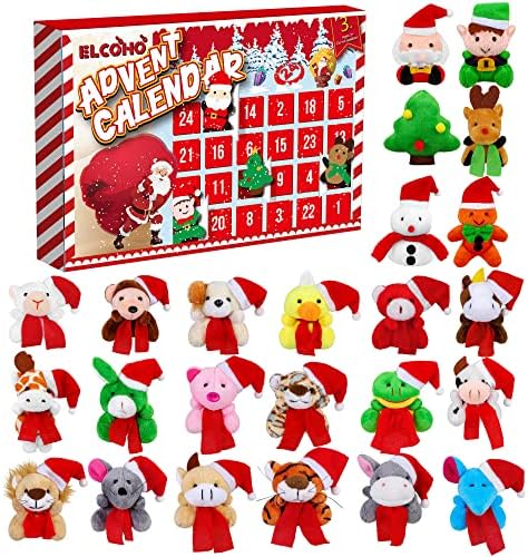 Elcoho Advent Calendar 2022 sa 24 različite Mini punjene životinje Božić 24 dana odbrojavanje Advent Calendar sa plišanim životinjskim
