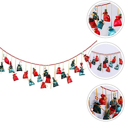 jojofuny 72 kom kalendar Diy Candy Decor vreće Corduroy viseći dani Garland odbrojavanje Božić mali kalendar Banner Storage poklon