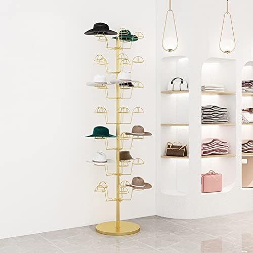 Yyfangyf stalak za izlaganje šešira, stalak za od kovanog gvožđa, podni višeslojni poklopac, kapa za kapu za odeću prodavnica za šešir