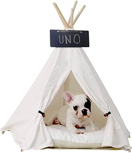 Little Dove PET TEEPEE PAS I CAT krevet - Prijenosni šatori i kuće za pse za pse i mačka bež boja 24 inča nema jastuka