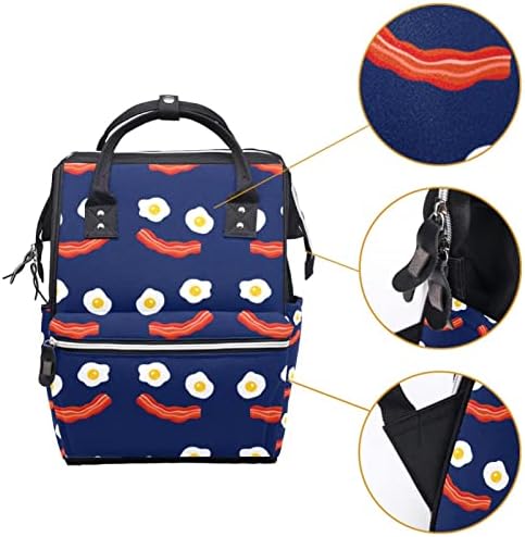 Guerotkr Travel Backpack, Torbe od pelena, Backpack pelena, crtana poširana jaja slanina mornarička plava