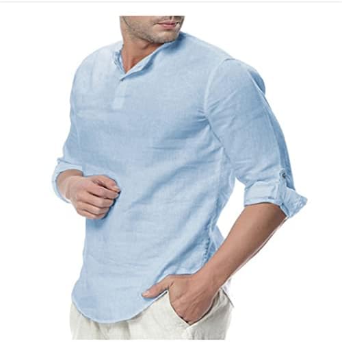 MMNOTE dizajnerski proljetni ljetni muške povremene pamučne posteljine pune boje majica dugih rukava s majicama sa dugim rukavima