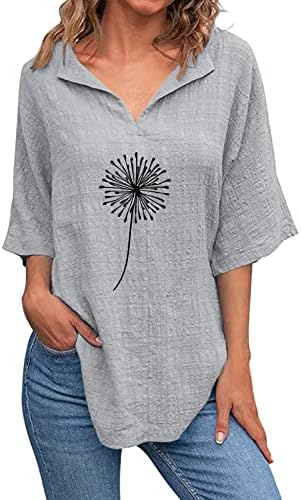 Ženski vrhovi i Tees ženski maslačak štampanje V vrat košulje kratki rukav pamučna majica bluza ljeto labavo