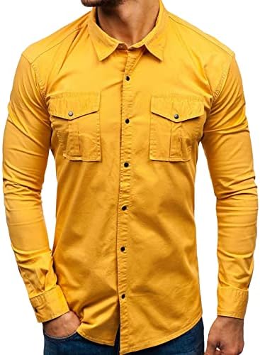 Muški vojni gumb Up majica Solidan planinarski teret Radne majice dugih rukava Casual Dvije džepne flanelne košulje