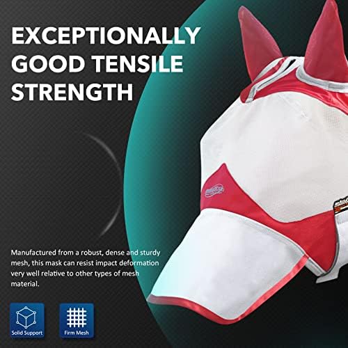 Maskologija konjska muva maska dugi nos sa ušima UV zaštita za konja crvena u punoj veličini