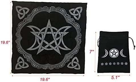 Oltarska krpa, visokokvalitetna tkanina za baršunasto tkanina Trostruki mjesec pentagram tarot, koristi za wiccan vještice i alate,