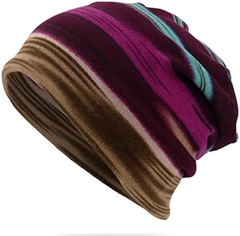 Stripe Print Slouchy Beanie Scarf ovratnik Soft Women & Mus Hat Ruffle Turban Head omotaj za uniseks Chece Chemo Hat Cherful Plit