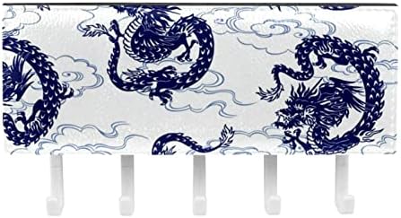 TFCOCFFT kuke za viseće, zidne kuke, ljepljive kuke, ljepljive kuke za vješanje, apstraktni plavi kineski zmaj umjetnički uzorak