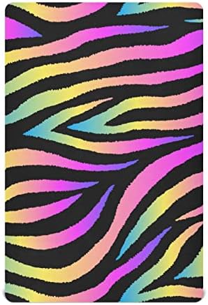 Alaza Rainbow Zebra Print Stripes Listovi krevetića Opremljeni bassinet list za dječake Djevojke za djecu, standardne veličine 52