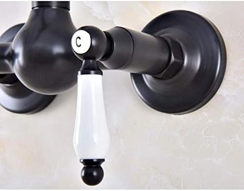 Crno ulje trljanje brončano kupatilo Kuhinjski sudoper Slavina mješalica za okretni zid montiran dvije ručke