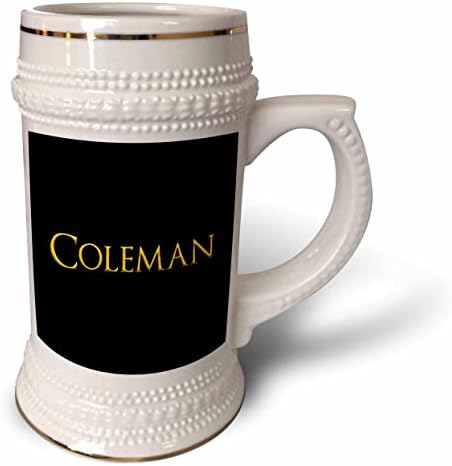 3Droza Coleman Popularno ime za bebe u Americi. Žuta na crnoj boji. - 22oz Stein šolja