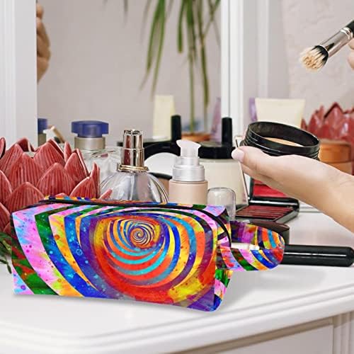 Mala šminkarska torba, patentno torbica Travel Cosmetic organizator za žene i djevojke, psiha swirl Rainbow Sažetak ruža