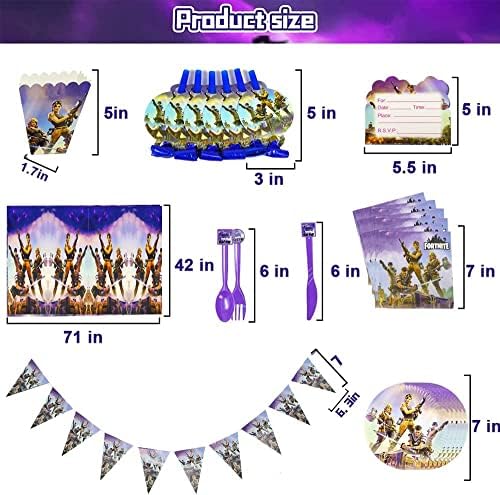 185 kom fornite Party Supplies rođendanski ukrasi uključuju balone,stolnjak,tanjire,salvete,šolje,noževe,viljuške,kašike,Topere za