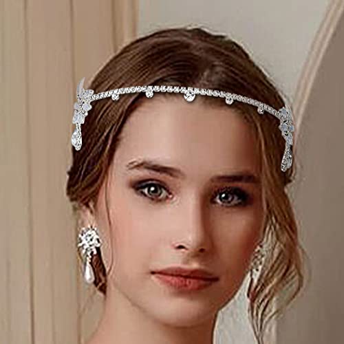 Flatser Rhinestone vjenčanje Headpiece srebrni kristali Glitter Head Chain Bride princeza Prom vjenčanje Hair Accessories za žene