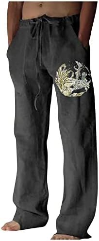 Dudubaby Plus size Lounge hlače Muške labave ležerne pamučne pamučne pantalone za pamučne pamučne boje elastične kravate tiskane ravne