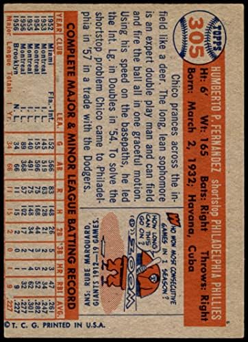 1957. topps Baseball 305 Chico Fernandez TOUGH serija Single Ispis Odlične od Mickeys kartica