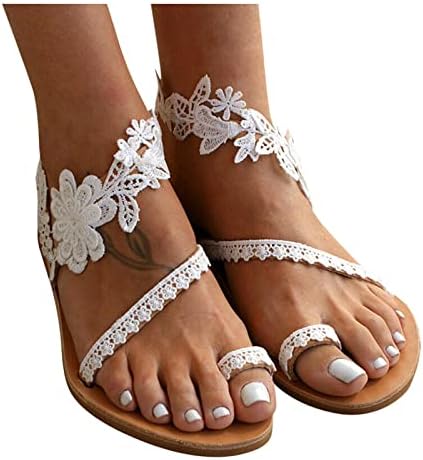 XipCokm Thong sandale za žene 2023 Bohemia ravne sandale Ljetna plaža Flip-flop modna klizna cipele za prozračnost