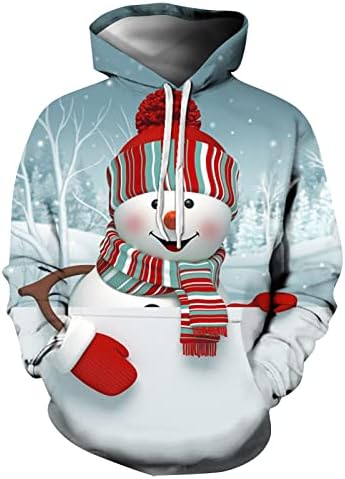 Fragarn Unisex povremeni božićni otisak okruglih vrata sa kapuljačom plus fleece džemper