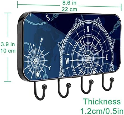 Compass Slika Print CAPE nosač zida, ulazni kaput nosač sa 4 kuka za kapute kaputi za ručnik torbica ogrtači kupaonica ulaznica za