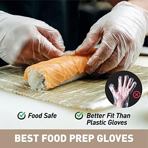 OKIAAS rukavice za jednokratnu upotrebu M, bezbedne za hranu| bez lateksa i pudera prozirne vinilne rukavice za kuvanje, pripremu