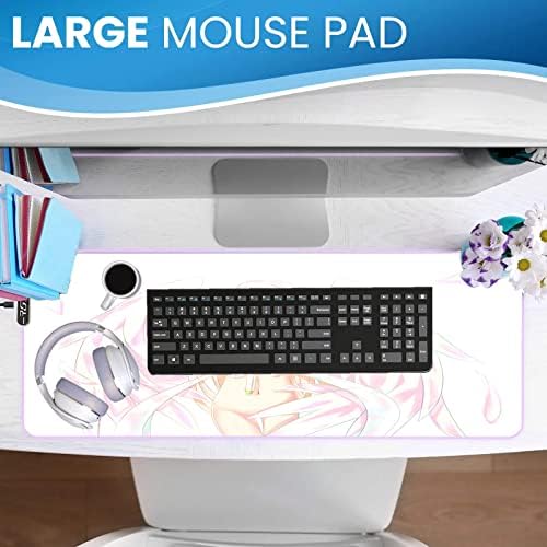 Jastučići za miševe za igre LED Slatka djevojka s krilima podloga za računarsku tastaturu XXL bijela velika izdržljiva podloga za