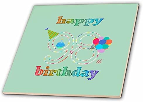 3drose sretan 99. rođendan, Cupcake sa svijećom, balonima, šeširom, šarenim-pločicama